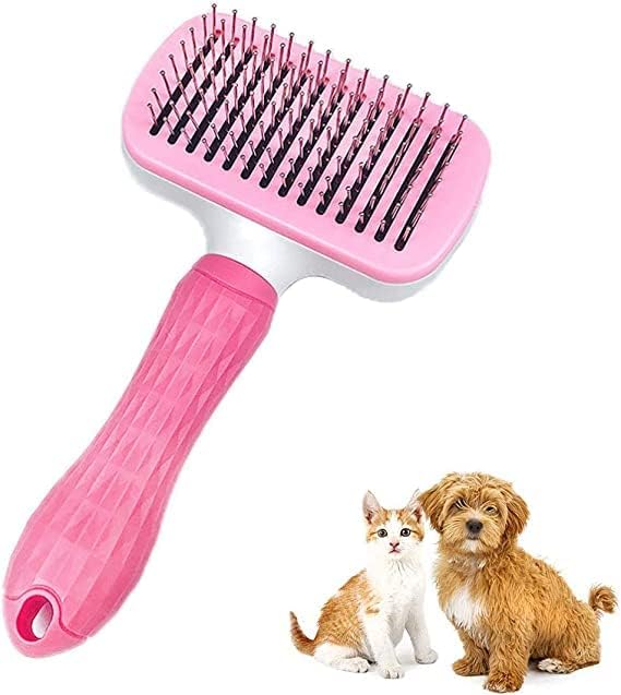 Pet Grooming Tool | Self Cleaning Slicker Brush for Dogs and Cats | Shedding Hair Cats,Pet Tool,Removes Undercoat, Tangled Hair ,Dander,Dirt, Massages particle,Improves Circulation Comb Long Haired Dog, Cats, Rabbits (PGB)