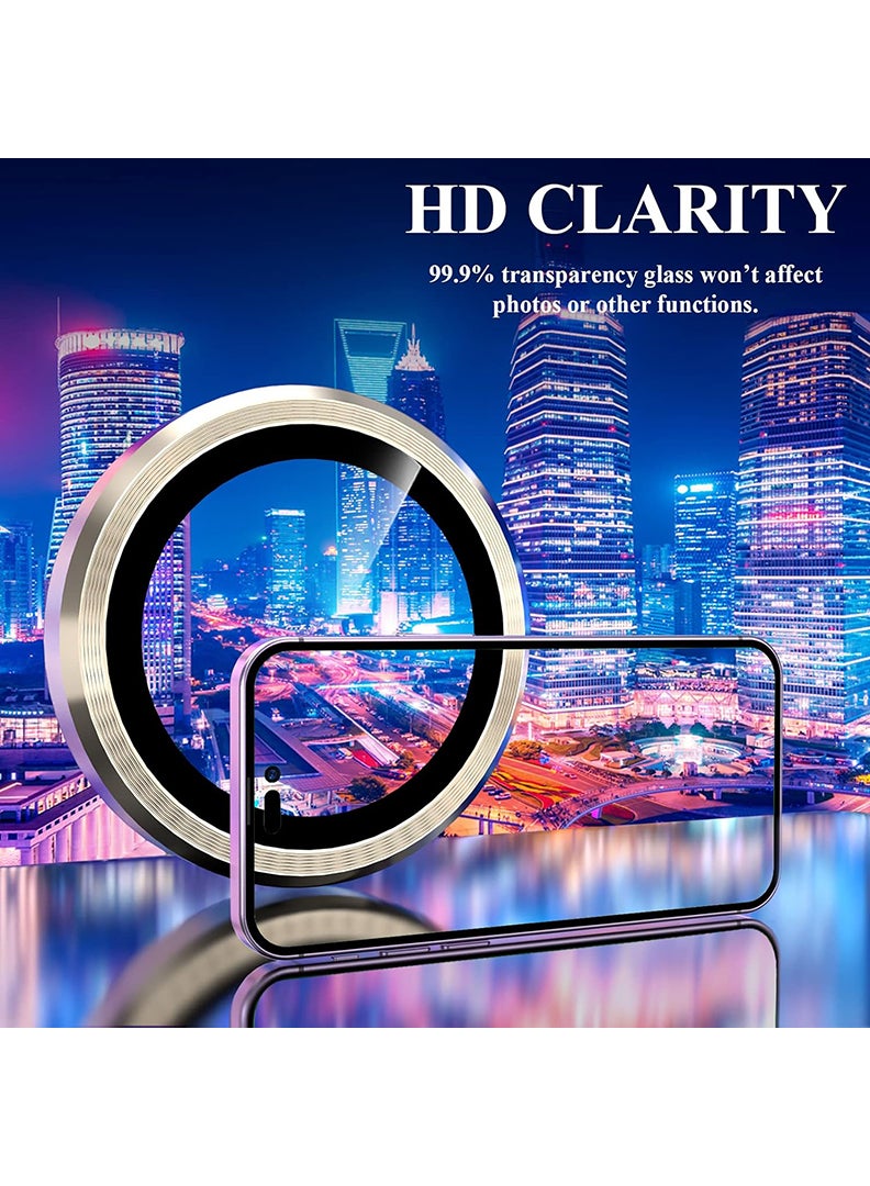Theodor Pack of 2 Camera Lens Protectors for 15 Pro Max/15 Pro/14 Pro Max/14 Pro, Armorite Individual Lens Protectors, Scratch-Resistant Ultra-thin Tempered Glass with Aluminum Edging, (Gold)  - Image 4