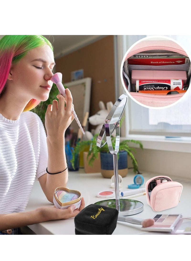 إسكدنيا 2 قطعة طقم حقيبة صغيرة: أحمر شفاه أسود + وردي وحقيبة عملة معدنية، منظم مكياج للنساء والفتيات - Image 4