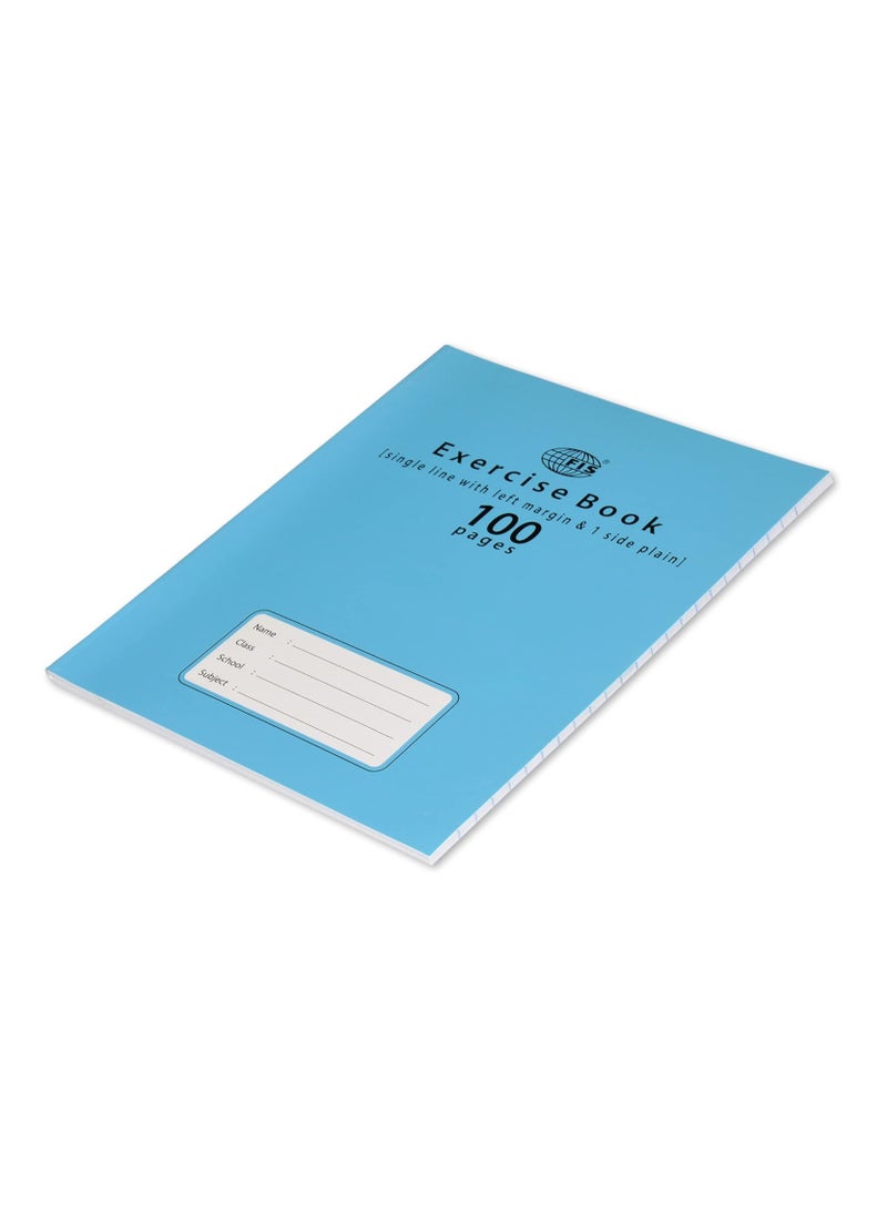FIS - Exercise Book Pack Of 12 100 Pages One Side Plain single Line with Margin FSEBPSLM100N - Image 1