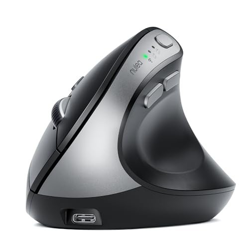 Nulea MD280 Ergonomic Vertical Wireless Mouse - Bluetooth & 2.4G Dual Mode, 4 Adjustable DPI 800/1200/1600/2400, Rechargeable, Silent Clicks, No Lag, 6 Buttons - Perfect for Laptop, Desktop Black - Image 1