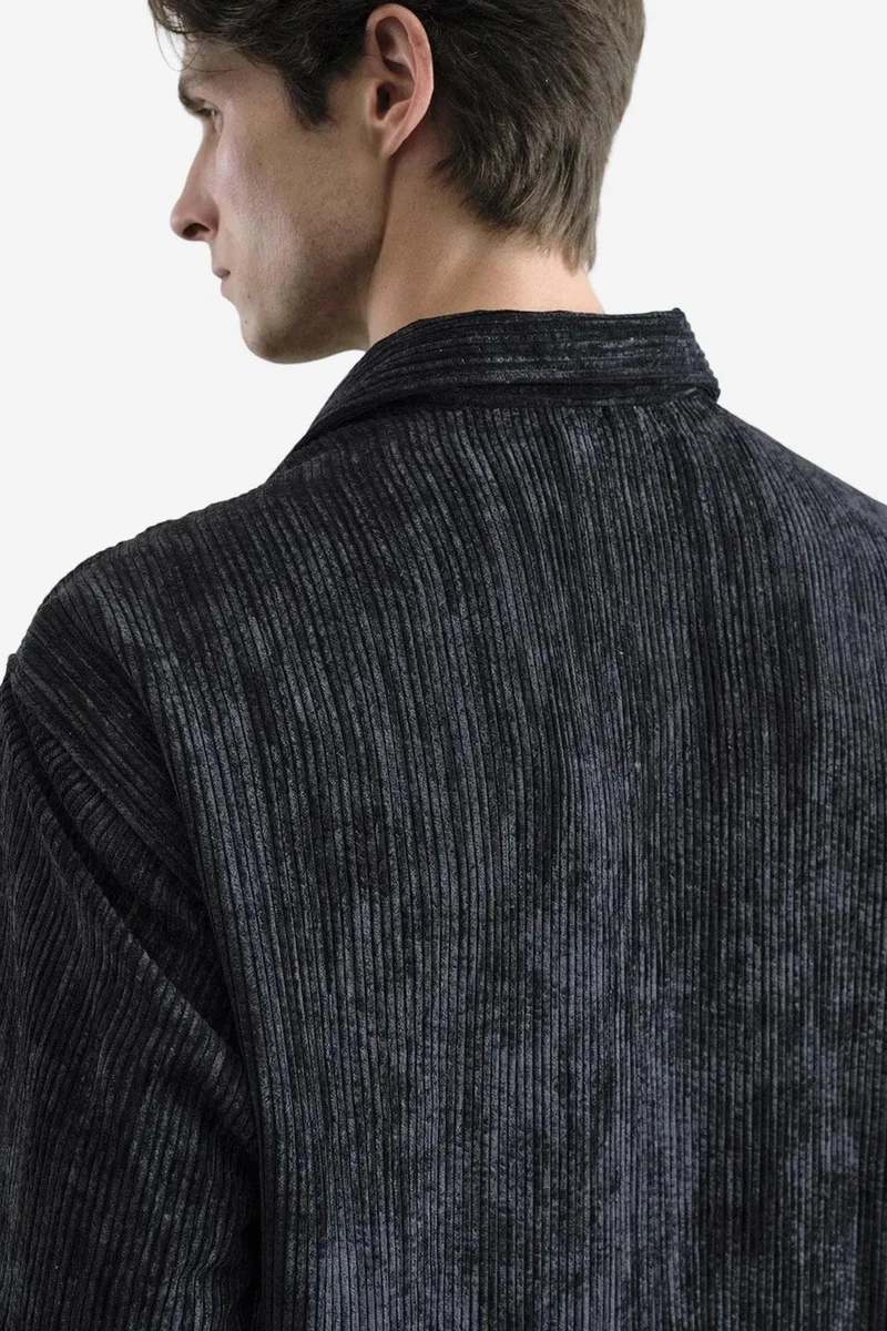 Giesto Black GIESTO Velvet Oversized Button-Up Shirt for Men | Best Price UAE