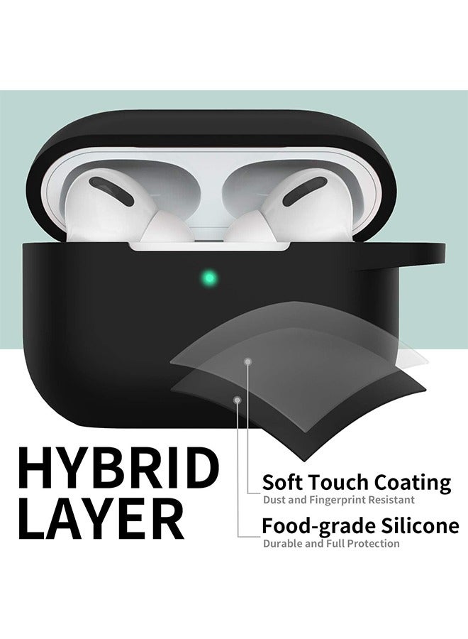 AirPods 4 Case with Keychain Protective Silicone Airpod Case Shockproof Cover Skin，Front LED Visible for Apple Airpod 4 2024 Charging Case，Black
