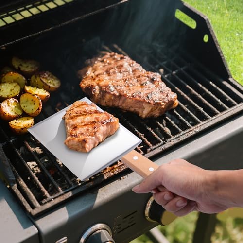 Flyisland Blackstone Bench Scraper and Grill Spatula Set, Stainless Steel Heavy Duty Hamburger Turner with Cutting Edges, Flat Top Griddle Pancake Flipper - Image 4