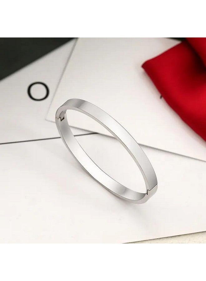 ميناز سوار MEENAZ للرجال، أنيق للأولاد والأخوات والأصدقاء/أساور فضية عصرية للرجال من البلاتين/أساور فضية للرجال من المعدن/الفولاذ المقاوم للصدأ، سوار Kada Kadas هدية عيد الحب، مفتوح 350 - Image 5