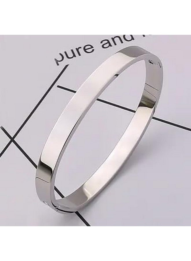 ميناز سوار MEENAZ للرجال، أنيق للأولاد والأخوات والأصدقاء/أساور فضية عصرية للرجال من البلاتين/أساور فضية للرجال من المعدن/الفولاذ المقاوم للصدأ، سوار Kada Kadas هدية عيد الحب، مفتوح 350 - Image 4