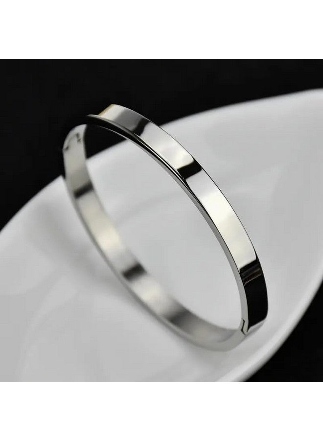 ميناز سوار MEENAZ للرجال، أنيق للأولاد والأخوات والأصدقاء/أساور فضية عصرية للرجال من البلاتين/أساور فضية للرجال من المعدن/الفولاذ المقاوم للصدأ، سوار Kada Kadas هدية عيد الحب، مفتوح 350 - Image 3