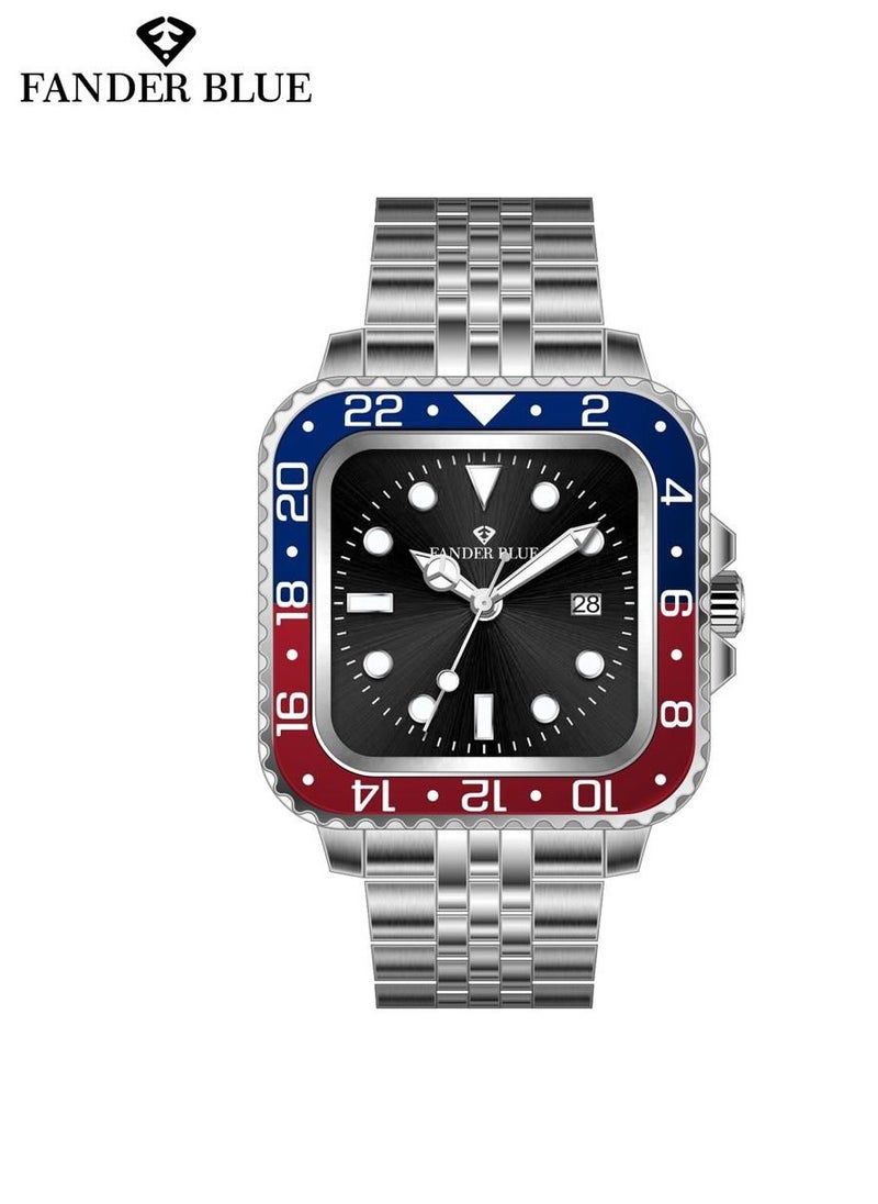 FANDER BLUE - Men's Stainless Steel Analog Quartz Date Display Watch Easy to Read Fashion Design Waterproof Luxury Classic Big Face Wrist Watch - Image 1