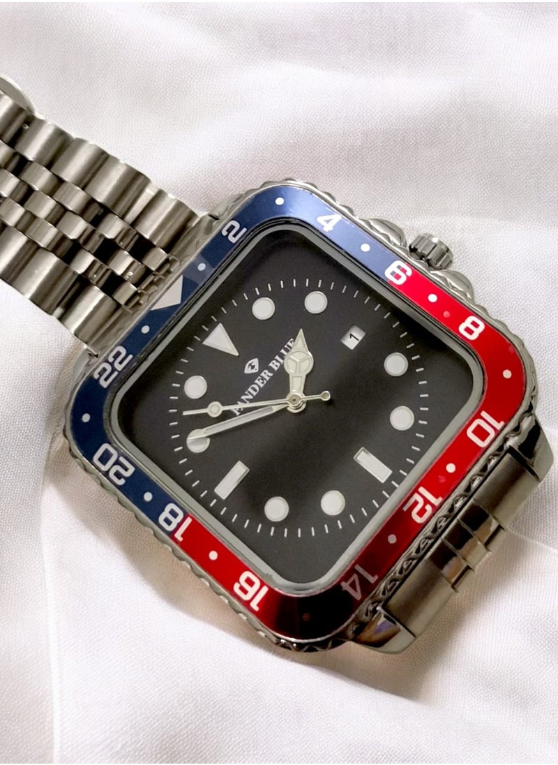 FANDER BLUE - Men's Stainless Steel Analog Quartz Date Display Watch Easy to Read Fashion Design Waterproof Luxury Classic Big Face Wrist Watch - Image 1