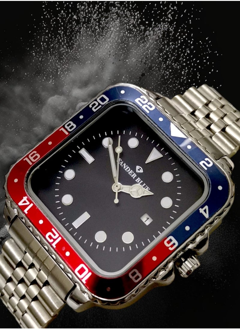 FANDER BLUE - Men's Stainless Steel Analog Quartz Date Display Watch Easy to Read Fashion Design Waterproof Luxury Classic Big Face Wrist Watch - Image 1