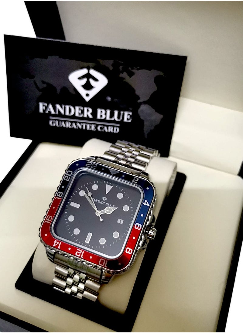 FANDER BLUE - Men's Stainless Steel Analog Quartz Date Display Watch Easy to Read Fashion Design Waterproof Luxury Classic Big Face Wrist Watch - Image 1