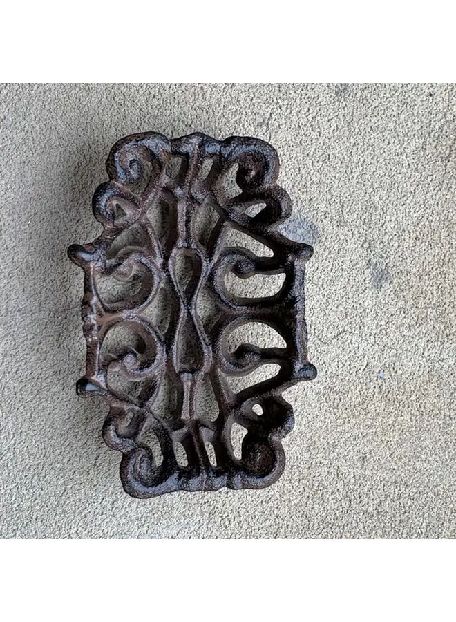 Rusty Heavy Duty Cast Iron Soap Dish Oval Rustic Bathroom Decor With Drainage - Image 5