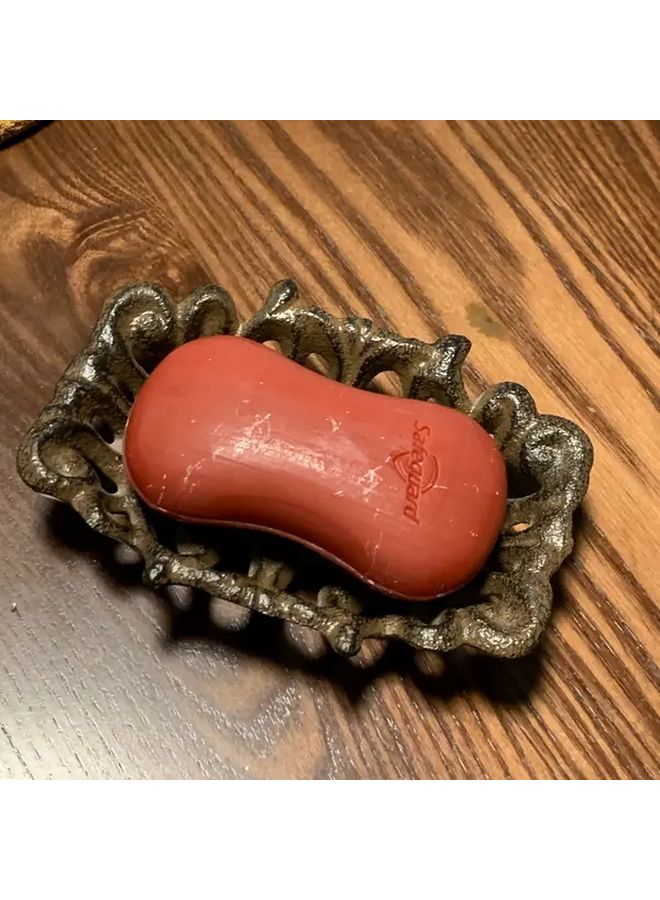 Rusty Heavy Duty Cast Iron Soap Dish Oval Rustic Bathroom Decor With Drainage - Image 1