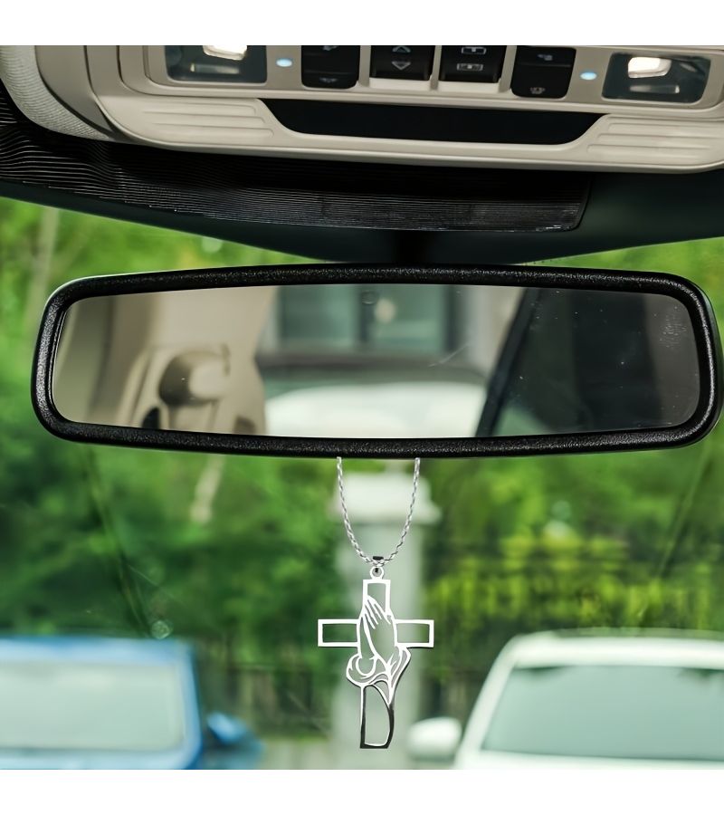 1PC Hollow Prayer Cross Pendant Car Interior Decorative Charm - Image 4