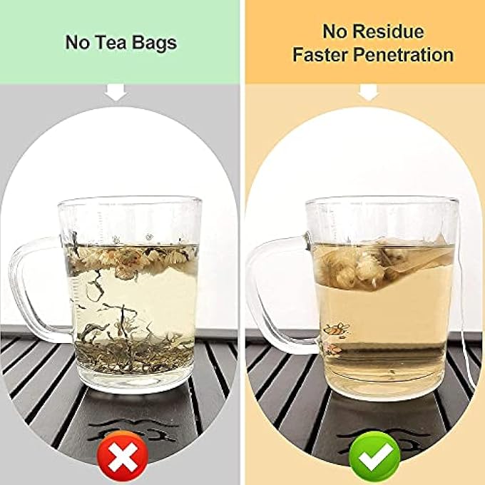 SumDirect 100 Pack Disposable Paper Tea Filter Bags Natural Pulp Material Tea Bag Empty Tea Bag With Drawstring Safe And Strong Penetration Unbleached Paper Herb Bags For Loose Tea7X8Cm - Image 4