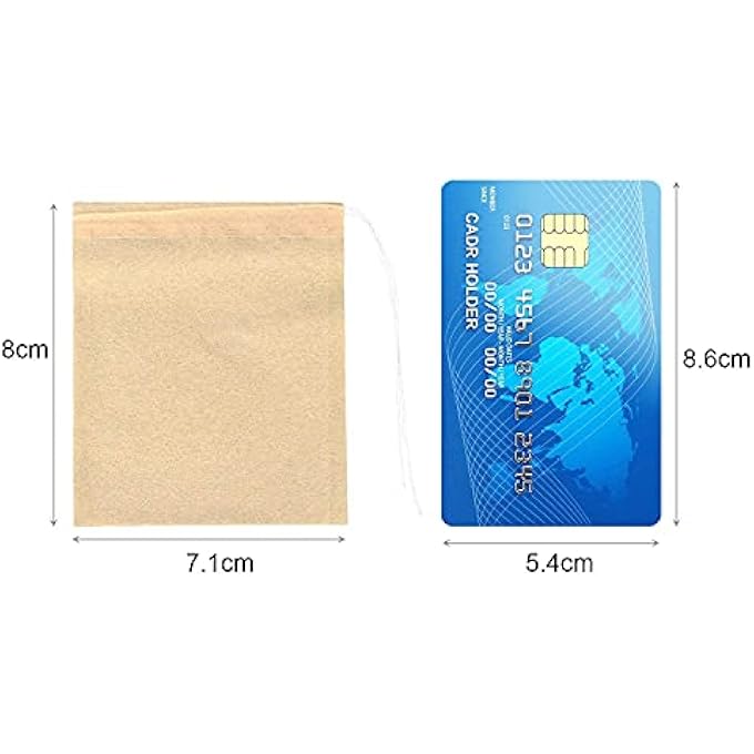 SumDirect 100 Pack Disposable Paper Tea Filter Bags Natural Pulp Material Tea Bag Empty Tea Bag With Drawstring Safe And Strong Penetration Unbleached Paper Herb Bags For Loose Tea7X8Cm - Image 3