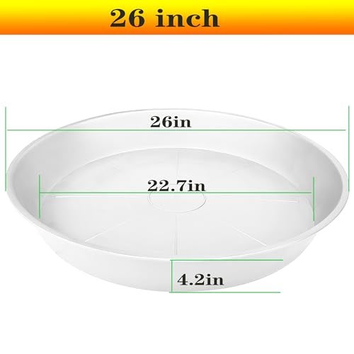 Bleuhome 3 Pack of 26 inch Plant Saucer, 4.2" Depth Tray, Large Deep Garden Plastic Flower Planter Plant Trays for Indoors Outdoor Bath Bath (26", Creamy White) - Image 2