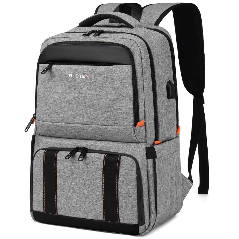 RUCYEN Lunch Backpack Insulated Cooler Backpack Lunch Box for Men Women 156 Inches RFID Blocking Laptop Backpack with USB Port for Work Travel Picnics Hiking Grey - Image 2