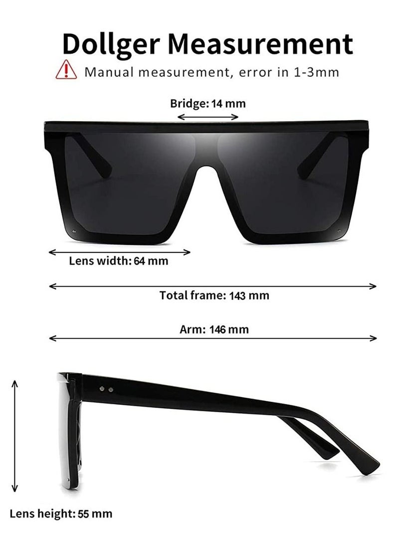 Excefore Sunglasses Square Oversized Sunglasses for Women Men 2Pcs UV Protection Anti Eyestrain Big Flat Top Fashion Shield Rimless Shades for Driving Traveling Trendy All-match Sunglasses - Image 3