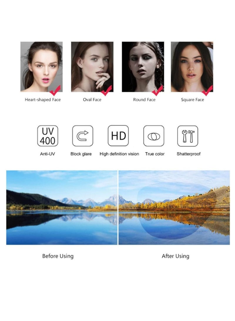 Excefore Sunglasses Square Oversized Sunglasses for Women Men 2Pcs UV Protection Anti Eyestrain Big Flat Top Fashion Shield Rimless Shades for Driving Traveling Trendy All-match Sunglasses - Image 4