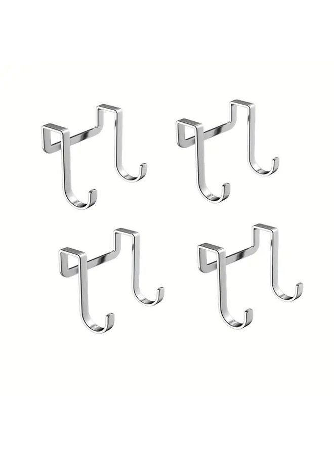 نوع A 4 قطع خطافات ثقيلة متينة من الفولاذ المقاوم للصدأ للأبواب تركيب بدون حفر منظف موفر للمساحة للمطبخ الحمام خزانة الملابس - Image 1