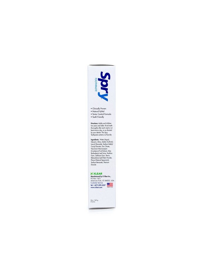 Spry Spry Xylitol Toothpaste 5oz, Fluoride Free Toothpaste Adult and Kids, Teeth Whitening Toothpaste with Xylitol, Natural Breath Freshening, Mouth Moisturizing Ingredients, Spearmint (Pack of 1)  - Image 4