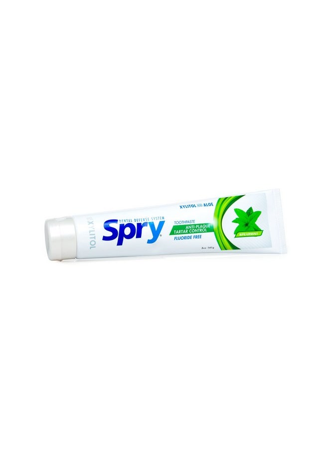 Spry Spry Xylitol Toothpaste 5oz, Fluoride Free Toothpaste Adult and Kids, Teeth Whitening Toothpaste with Xylitol, Natural Breath Freshening, Mouth Moisturizing Ingredients, Spearmint (Pack of 1)  - Image 2