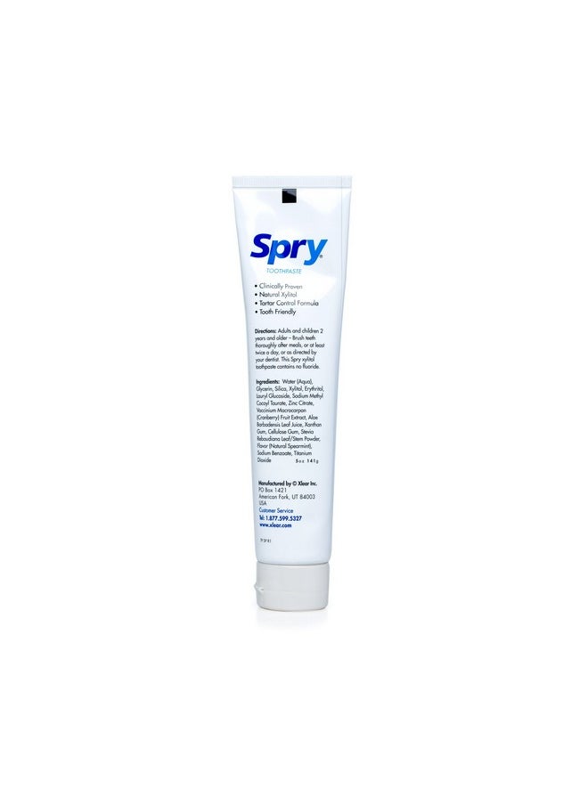 Spry Spry Xylitol Toothpaste 5oz, Fluoride Free Toothpaste Adult and Kids, Teeth Whitening Toothpaste with Xylitol, Natural Breath Freshening, Mouth Moisturizing Ingredients, Spearmint (Pack of 1)  - Image 3