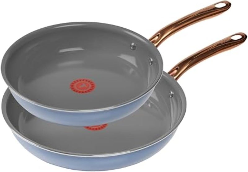 T-fal Preserve Ceramic Nonstick Frying Pan 2-Pc Set, 8.5" & 11", Oven Broiler Safe up to 350°F Cookware, InoCeram Glide Technology, Frying Pan Skillet, Pots & Pans, Blue - Image 1