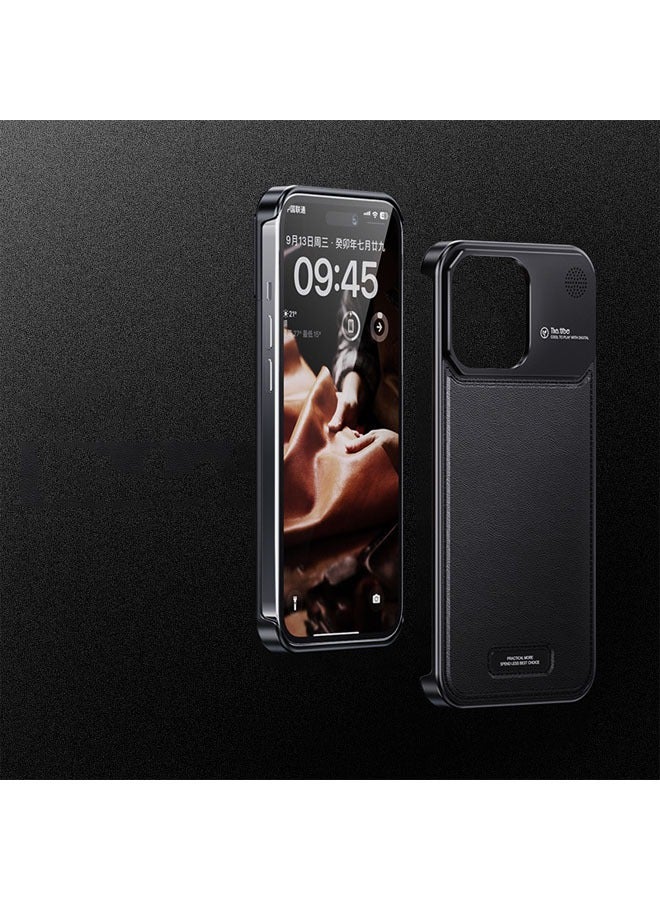 general Leather Aluminum Phone Case for iPhone 16ProMax/16Pro Magnetic Scented Shockproof Case - Image 1