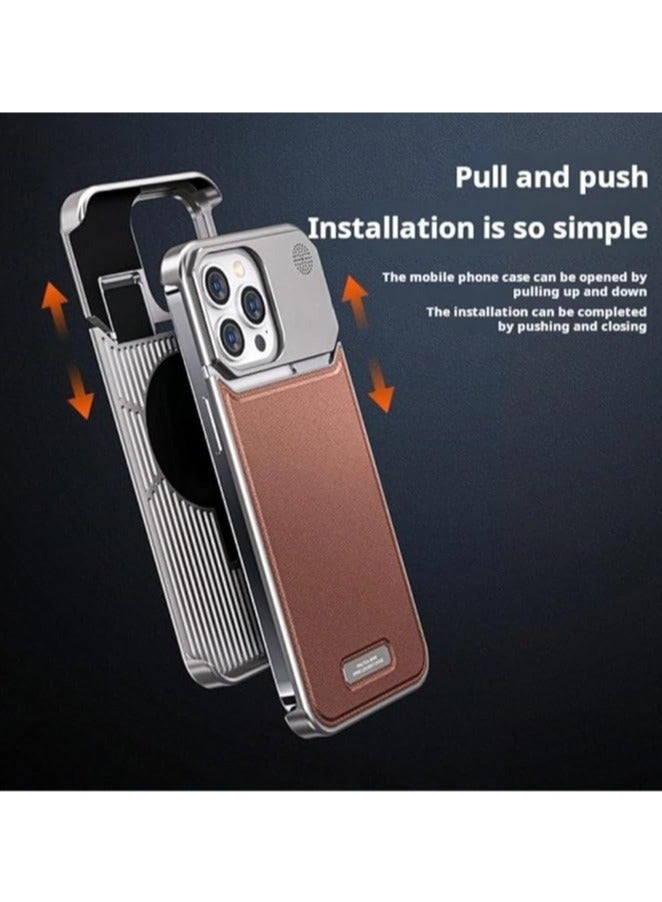 general Leather Aluminum Phone Case for iPhone 16ProMax/16Pro Magnetic Scented Shockproof Case - Image 2