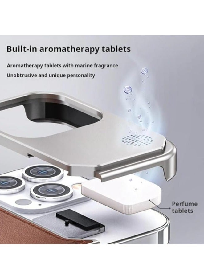general Leather Aluminum Phone Case for iPhone 16ProMax/16Pro Magnetic Scented Shockproof Case - Image 3