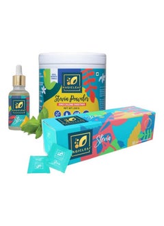 Stevia Leaf Extract Sugar-Free Stevia Drops, Stevia Sachets & Stevia Powder, Zero Carb, No Sugar, Zero Calorie - Combo Pack Of 3 (30 Ml Drops, 100 Sachets & 250 Gm Powder)