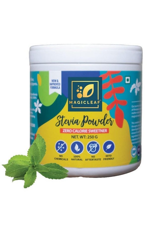 Magic Leaf - Stevia Leaf Extract Sugar-Free Stevia Drops, Stevia Sachets & Stevia Powder, Zero Carb, No Sugar, Zero Calorie - Combo Pack Of 3 (30 Ml Drops, 100 Sachets & 250 Gm Powder) - Image 1