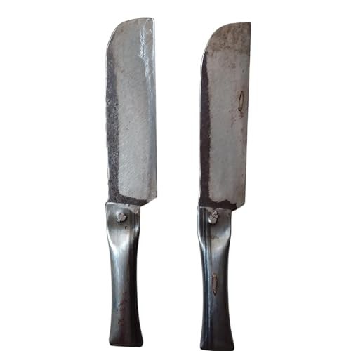 LJL Traders® Original Hand Made Kitchen Knife for Vegetable Cutting and Peeling True Edge Sharpness Buy with Confidence Fish Cutting Knife Medium Size Traditional Kerala Kappa Kaththi - 2 Piece - Image 1