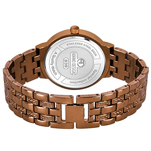 Adamo Bg-839 Designer Women's Analogue Watch (Brown And Golden) - Image 3