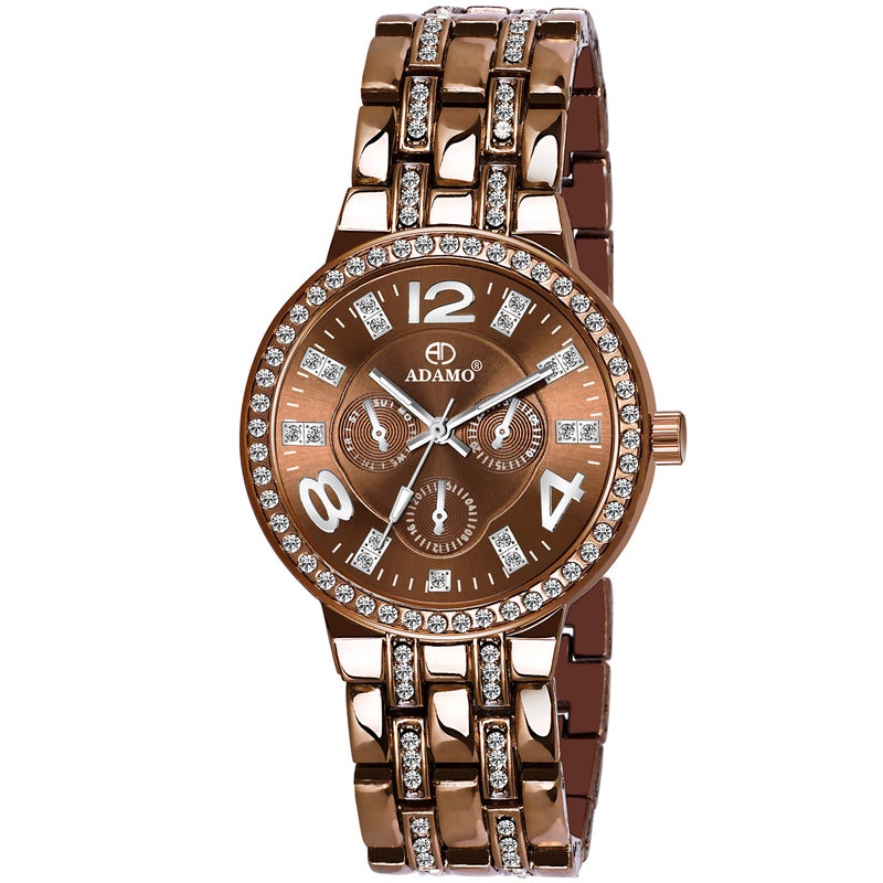 Adamo Bg-839 Designer Women's Analogue Watch (Brown And Golden) - Image 5