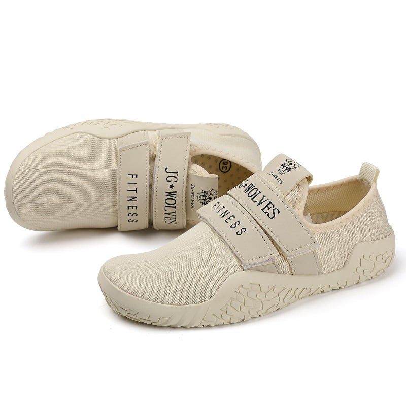 Skerxut Fitness Shoes Deadlift Shoes Cross-Trainer Sneakers for Men and Women (Beige, 4 Men/5 Women) - Image 4