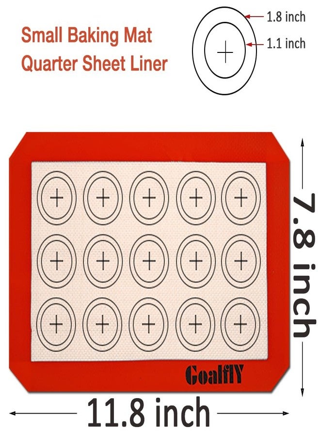 Goalfly Small Macaron Silicone Baking Mat, 3 Pack Quarter Sheet Baking Mats (11.8 x 8.5 IN), Silicone Baking Sheet for Macarons, Cookies, Pastry, Pizza (Red, Blue, Grey) - Image 2