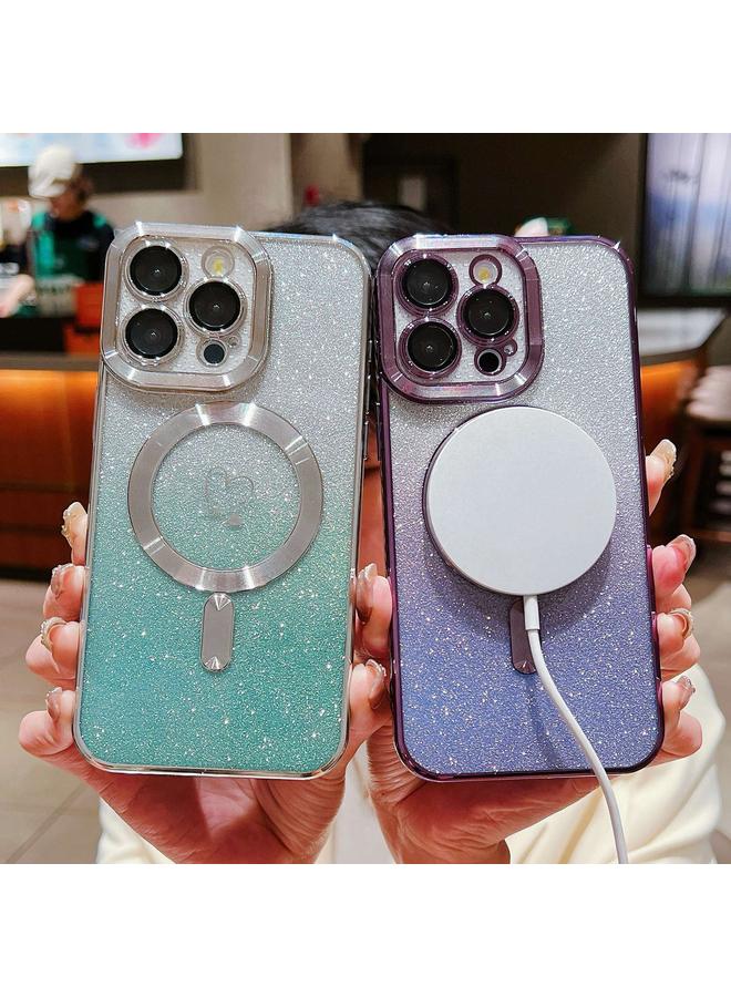 اس-توب جراب لهاتف iPhone 13 Pro Max Loves Gradent Glitter مصنوع من ألياف الكربون Magsafe TPU - Image 4