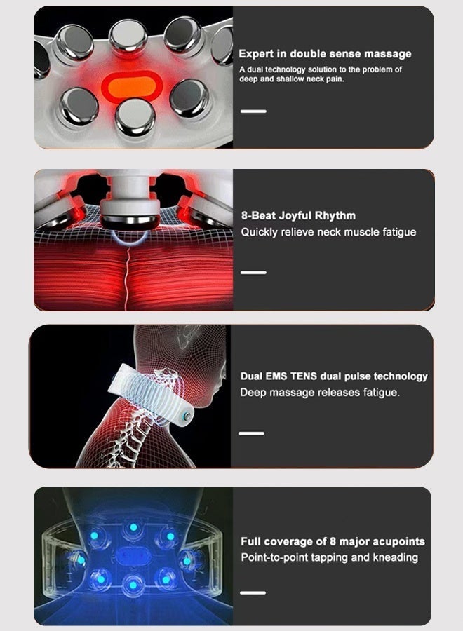 jocelee Electric Neck Massager with Heat for Pain Relief Deep Tissue Vibration Cordless Travel Massager Portable 8D Neck Massager for Office Home Car Birthday Gifts for Men Women Dad Mom Grandpa Rechargeable Neck Massage Device with Multiple Nodes - Image 3