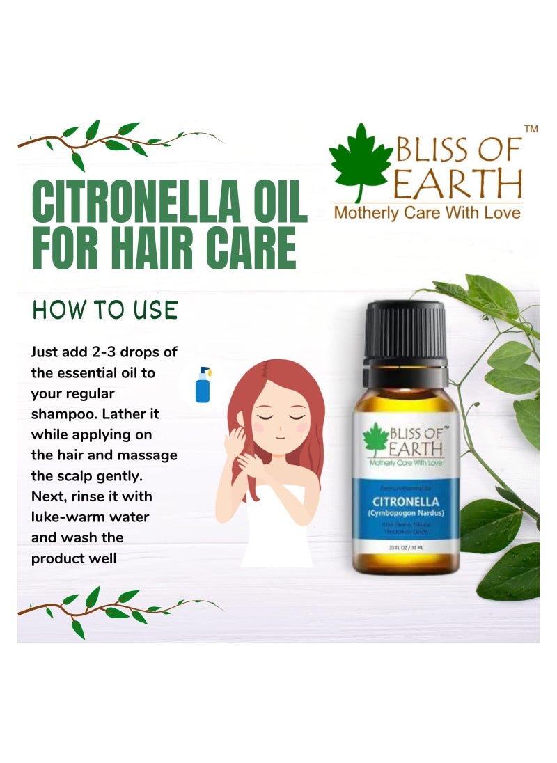 BLISS OF EARTH 100% Pure Citronella Essential Oil, 10ml Pack of 3  - Image 3