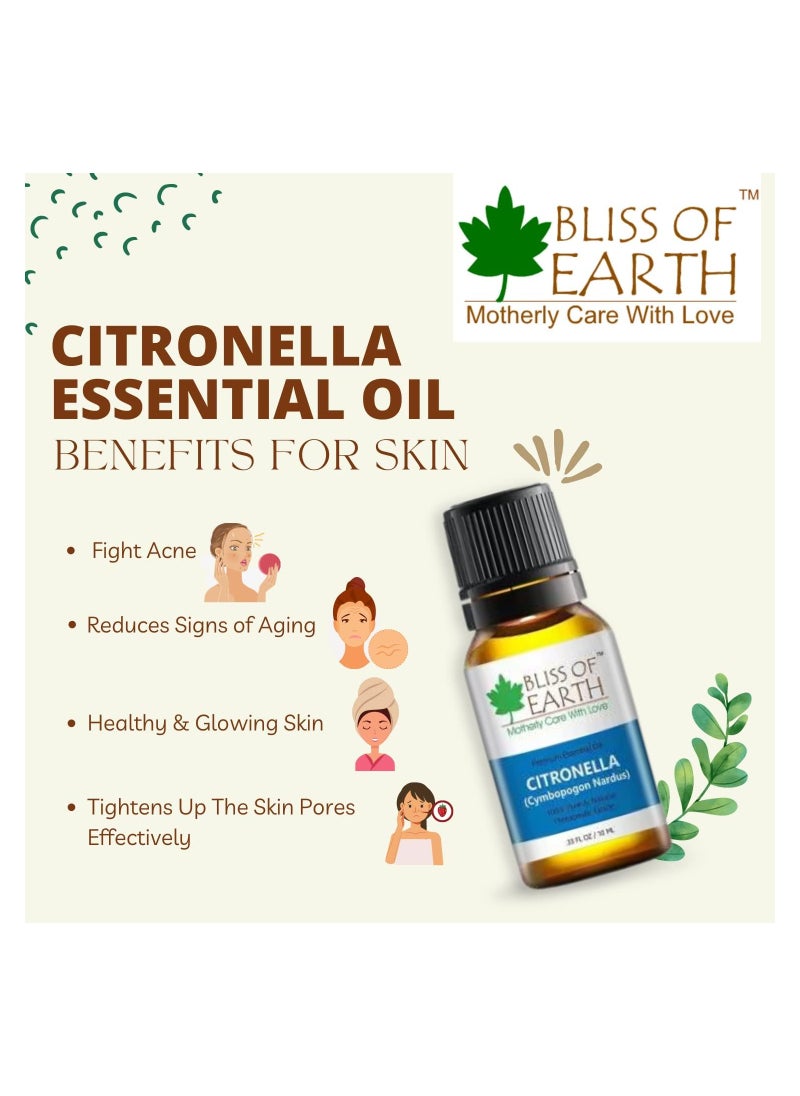 BLISS OF EARTH 100% Pure Citronella Essential Oil, 10ml Pack of 3  - Image 4