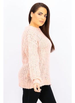 MANGO Women Herringbone Knitted Sweater, Pink  - Image 2