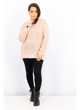 MANGO Women Herringbone Knitted Sweater, Pink  - Image 4