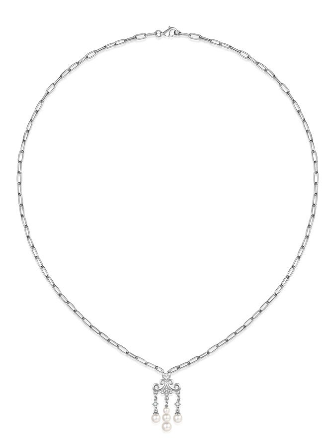 Moonmory Paper Clip Chain 925 Silver Islamic Irregular Vine Tassel Pendant Necklace For Women, Original Design Pearl Heart Necklace With 50CM Adjustable PaperClip Chain, Ramadan, Mother's Day, Valentine's Day, Birthday Gift - Image 5