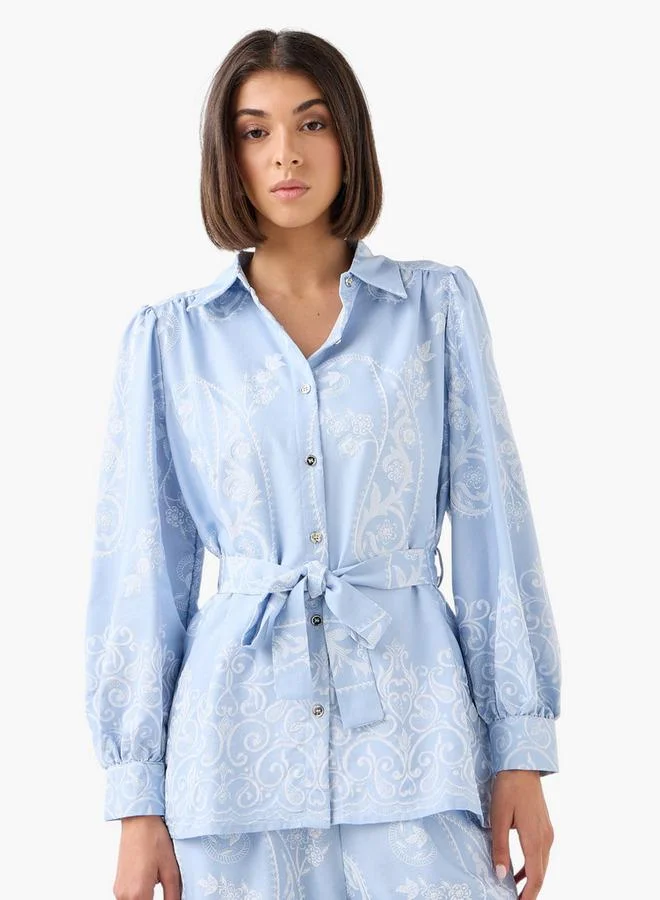 Splash FAV Belted Top with Floral Print