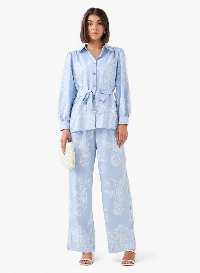 Splash FAV Belted Top with Floral Print