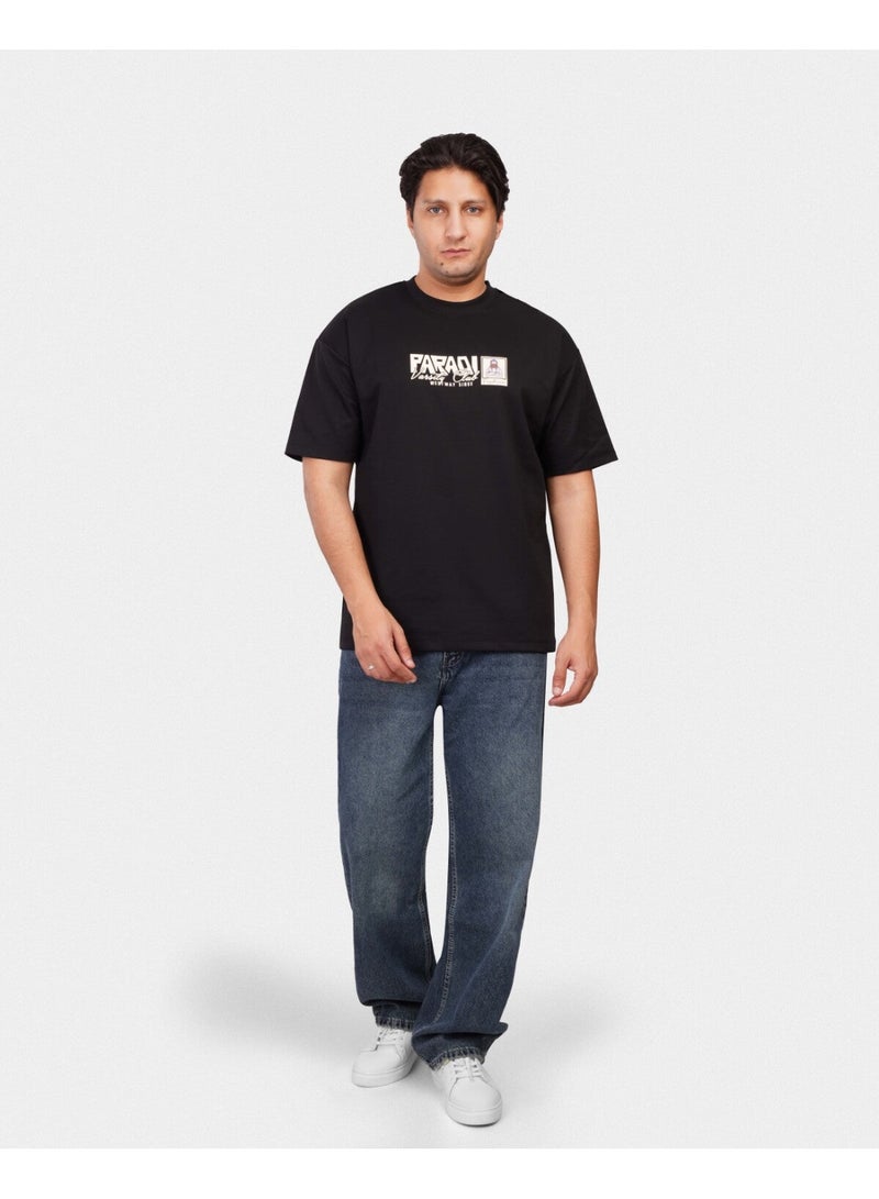 TORINESE "Faradi Varsity Club" Heritage Black Oversize Tee - Image 1