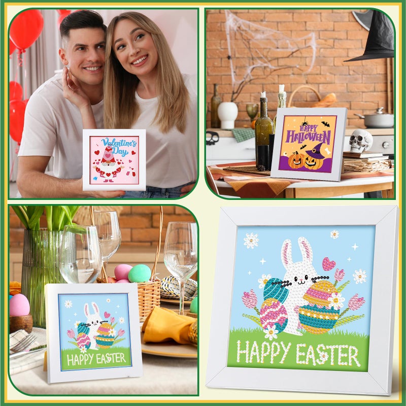 Trandraft 13 Pcs Interchangeable Seasonal Diamond Painting Kits For Adults Monthly 5D Diamond Art Calendar Kits With Frame For Christmas Thanksgiving Winter Holiday Decor Gift(Cartoon Style) - Image 5